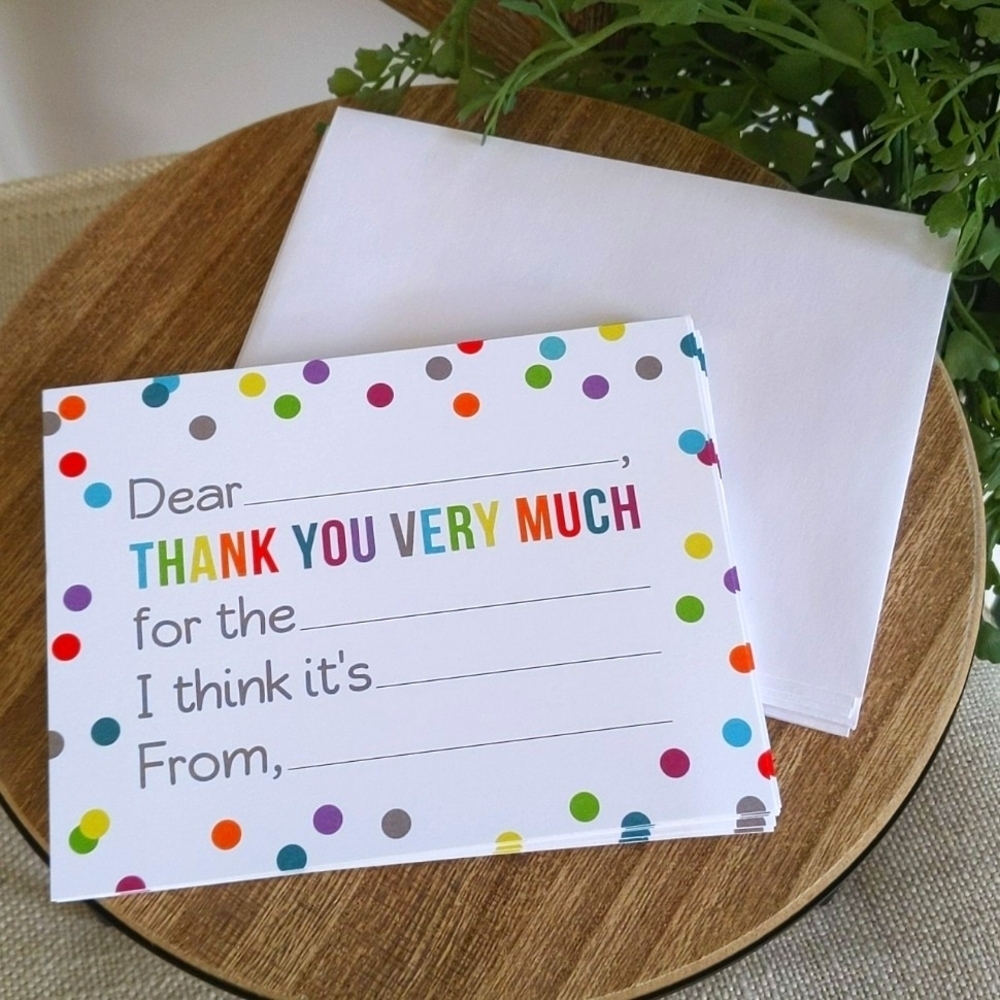 Fill in the Blank Thank You Note Cards
